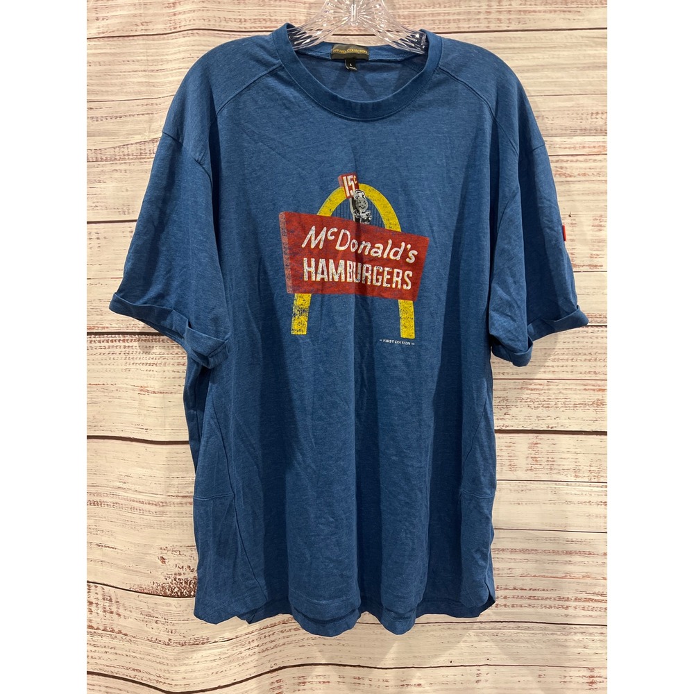 McDonalds Vintage Graphic T-Shirt Blue Speedee First Edition MC303 Mens Large